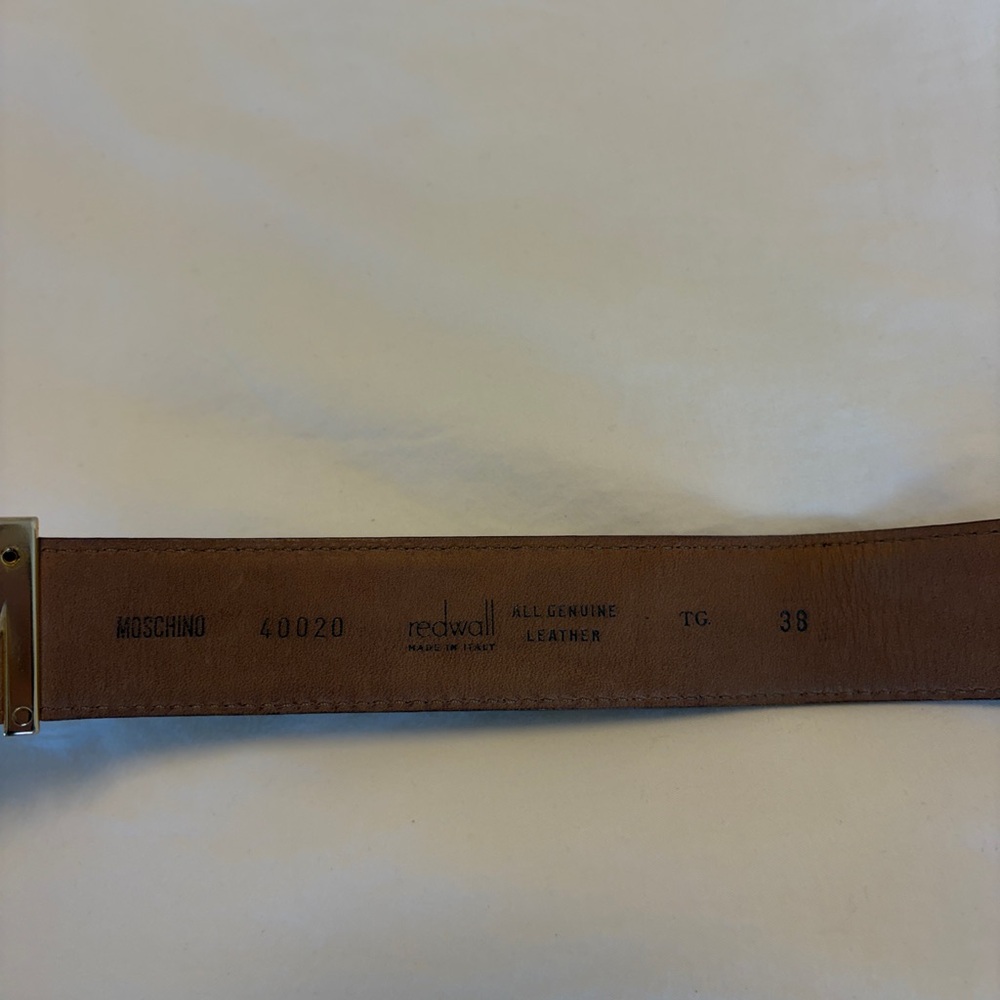 RARE Moschino Croc Leather Belt with Gold Buckle - Picture 3 of 3